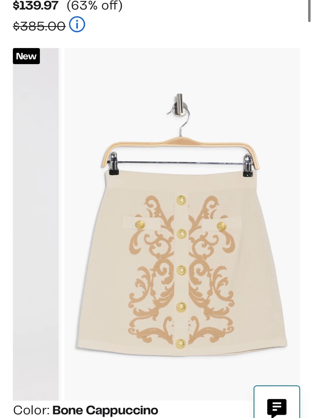 L’AGENCE jacquard Bone Cappuccino Embroidered Button-Front mini Skirt NWT